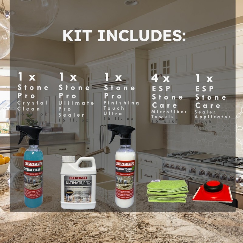 Granite Sealer KIT Ultimate Pro Sealer, Crystal Clean, Finishing Touch