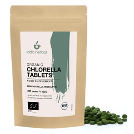 Organic Chlorella Pellets 500 mg, 250 Tablets (125 g), Chlorella Algae, Microalgae Chlorella Vulgaris from Organic Cultivation, 100% Natural and Pure, Vegan