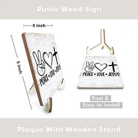 Inspirational Wood Sign Rustic Desk Decor Home Farmhouse Office Work Table Desk Accessories Decorative Christian Religious Bible Verse Faith Decorations Office Supplies Living Room Cubicle Decor