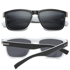 DUBERY Vintage Polarized Sunglasses for Men Women Retro Square Sun Glasses D518, Black