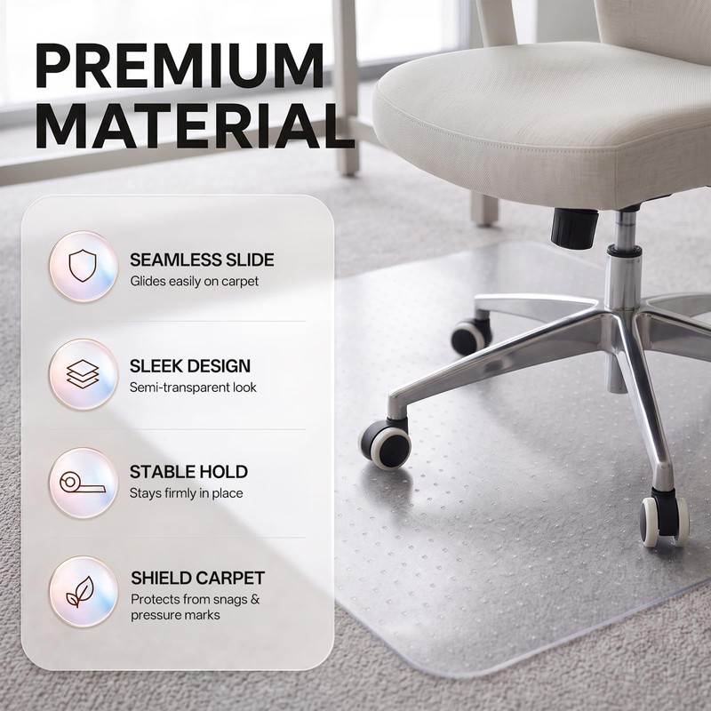 Office Chair Mat for Carpet Floors, 30" x 48", for
