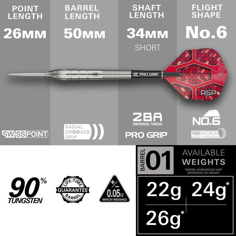 TARGET Darts Nathan Aspinall Generation 1 Steel Tip Darts, 90%
