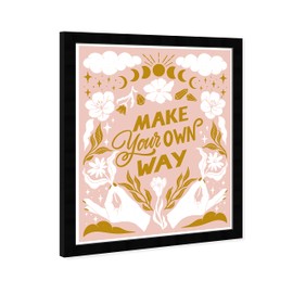 Wynwood Studio Typography and Quotes Eclectic Black Frame Paper - MAKE YOUR OWN WAY, Wall Art for Living Room, Bedroom, and Bathroom, 13 in x 19 in, Pink and Brown Home Decor