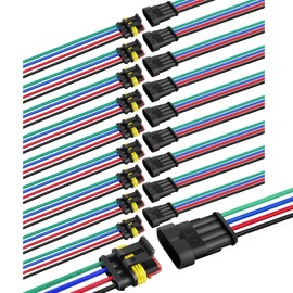 Nilight 4Pin Way Electrical Wire Connector 10 Pack 16AWG Male Female Plug Socket Quick Disconnect Waterproof Plug Play 1.5mm Series Terminal for Car Truck Motorcycle Marine Boat