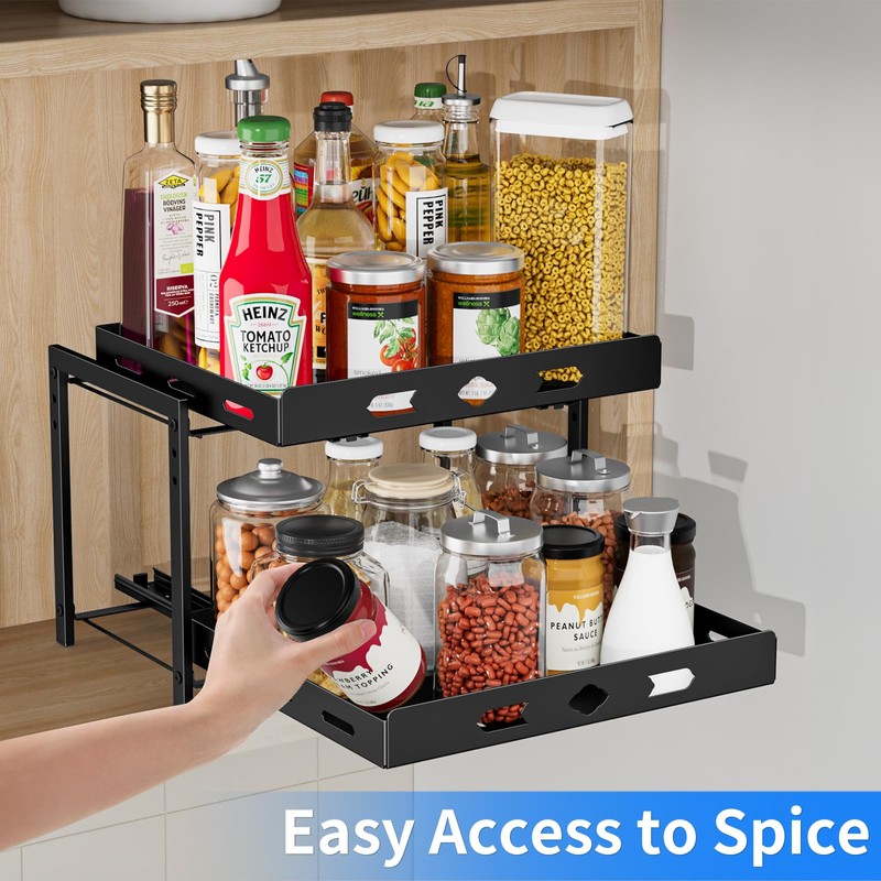 BOIVSHI Spice Organization for Cabinet, 2-Tier Cabinet Spice Rack, Height