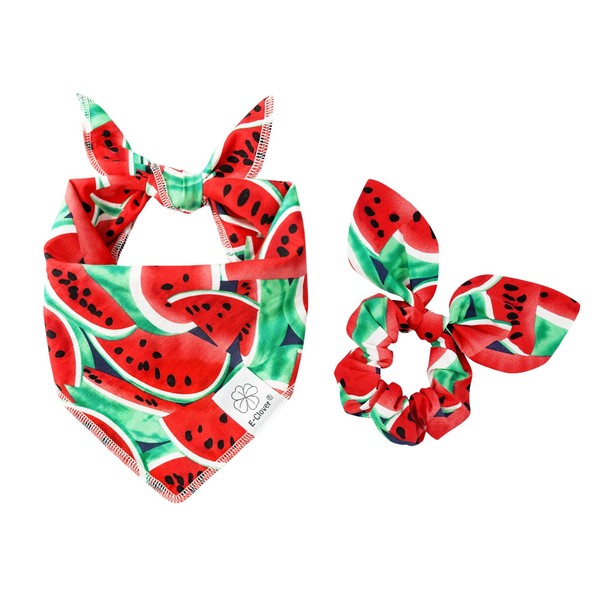 Holiday Dog Bandanas & Matching Scrunchie Set Dog Scarf with
