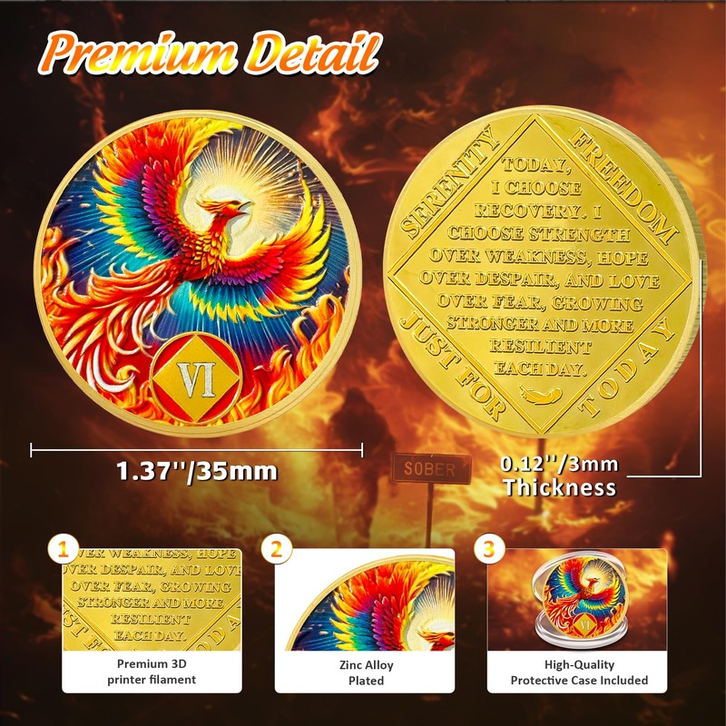 Sunlight Phoenix 6 Year Na Medallions - Reborn from Fire