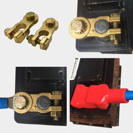 Ampper Brass Battery Terminal Clamps, Top Post Battery Terminals Connector Set for Marine Car Boat RV Vehicles (1 Pair)