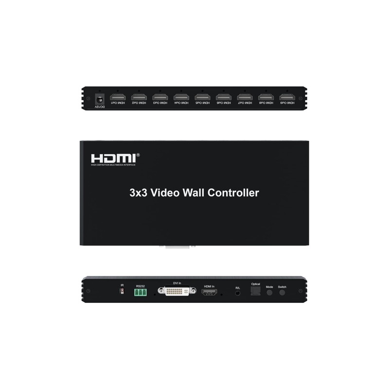 3x3 HDMI Video Wall Controller， DVI TV Wall Processor with