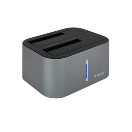 TOOQ TQDS-805G - Docking Station with Dual SATA Bay for 2.5" and 3.5" Drives, USB 3.0 / USB 3.1 Gen1, Compatible with USB 2.0, Offline Clone Function, Grey