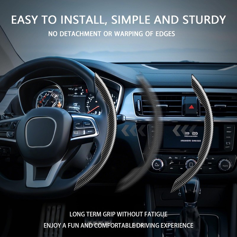 Steering Wheel Covers, Carbon Fiber Anti-Skid Clip on Car Steering