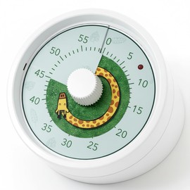 BellMan Visual Timer, 60 Minute Countdown Timer for Kids and Adults with Silent Operation, Study and Meetings Time Management Tool, Timer for Kitchen Office Classroom, Gift with Giraffe (White Green)