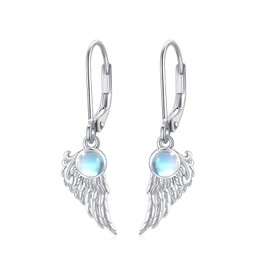 Moonstone Earrings Wings / Heart / Celtic Knot / Lotus Moonstone Drop Earrings 925 Silver Moonstone Leverback Earrings Moonstone Jewellery Gifts for Women, Sterling Silver