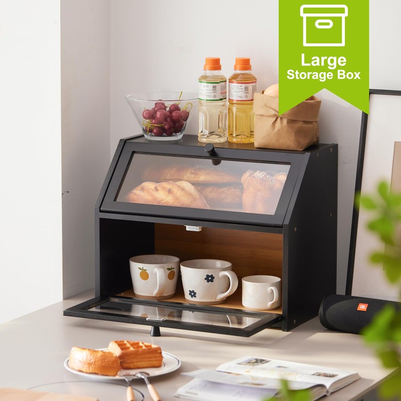Farmhouse Bread Box for Kitchen Countertop Bread box Double Layer