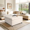 CangLong 31.5" Wide Square Storage Ottoman Bench, Upholstered Tufted Linen