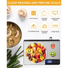 SinLaw Küchenwaage,15kg Digitale Küchenwaage mit Lineal,Profi Digitale Küchenwaage,Edelstahl Digitalwaage mit Lcd Display und Tara Funktion,hohe Präzision bis zu 1g