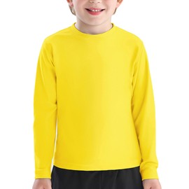 Kids Rash Guard Yellow Shirt for Kids UPF 50+ Sun Protection Yellow Rashguard for Outdoor Athletic UV Protection Shirts Lightweight Quick Dry Toddler Sun Shirt Yellow 6-7T