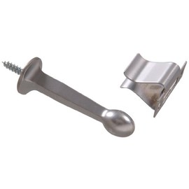Hardware Essentials by Hillman 852924 Rigid Door Stops with Holder Satin Chrome White, 1 Count (Pack of 1)