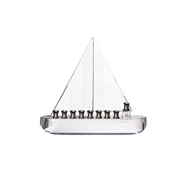 (D) Judaica Crystal Sailboat Chanukah Holiday Decor Candles Holders