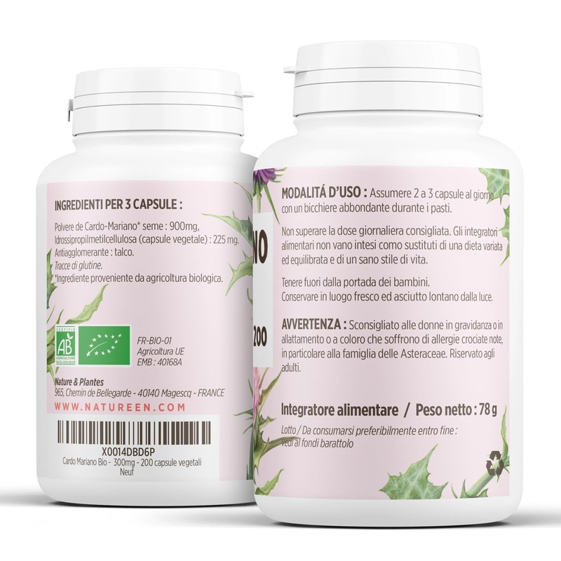 Cardo Mariano Bio - 300mg - 200 capsule vegetali -