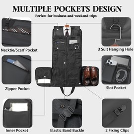 Canvas Garment Bags for Travel, Convertible Carry On Garment Duffel Bag for Men Women, 2 in 1 Suit Bag Hanging Suitcase Business Travel Bag with Shoe Compartment (Grey, L)