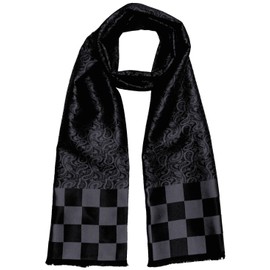 Lorenzo Cana 8921511 Men's Scarf Made of 100% Silk Elaborately Jacquard Woven Damask Silk Scarf 25 cm x 160 cm Black, black
