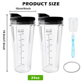 Blender Replacement Parts for Ninja, Pack of 2 710 ml Cup Cup Replacement Parts Compatible SS100, SS101, SS300 Mixer, Replacement Parts for Ninja Mixer, Blender Cup, Ninja Mixer Replacement Part