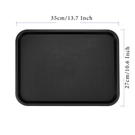 HEIHAK 10 Pack Black Plastic Fast Food Tray, 14 x 10 Inch Plastic Cafeteria Trays with Textured Surface, Rectangular Fast Food Serving Trays for Serving and Carrying Food in Restaurant Cafeteria