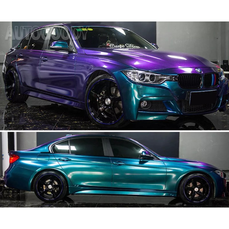 AUTOGOODY 84" x 60" Gloss Metallic Chameleon Purple Teal Vinyl