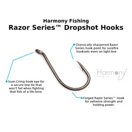 Harmony Fishing - Razor Series Dropshot Fishing Hooks (Select Size & Quantity) (Size 4 (10 Pack))