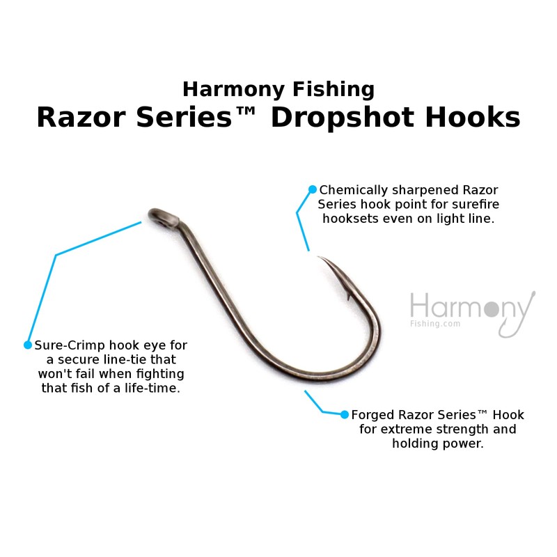 Harmony Fishing - Razor Series Dropshot Fishing Hooks (Select Size