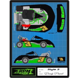 RPM RACING GO KART WRAP WITH FRONT AND REAR NUMBERS, graphics, decals, wraps-Style3