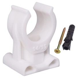 SKIR'CO (10 pieces) pipe clamps, plastic clamps for 14-15 mm pipes, U-type pipe clamp, hose hanger, pipe clamps, white