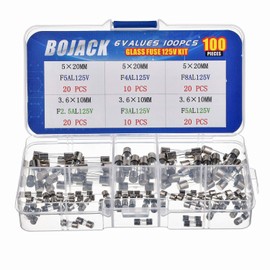 BOJACK Christmas Light Fuses Kit 3.6x10mm Mini Fuse 125V 2.5A 3A 5A and 5x20mm 125V 4A 5A 8A amp Fuses for Christmas Lights