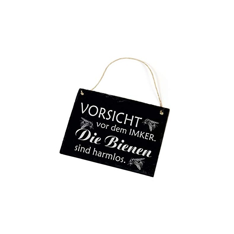 Weatherproof Slate Sign with Bees Motif "Vorsicht vor dem Imker"