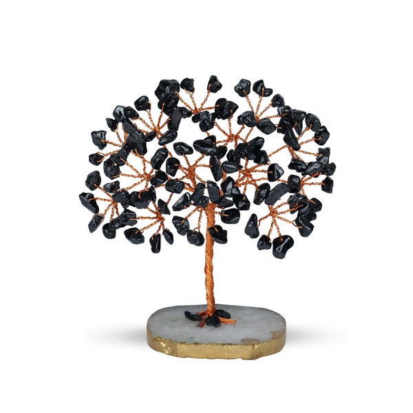 NARIBABU Black Tourmaline - Crystal Tree - Feng Shui Crystals and Stones - Rock Tree - Gemstone Bonsai Tree - Chakra Tree of Life - Meditation Decor - Gifts for Spiritual People