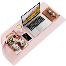 Makeup Mat for Vanity Top Protector, Waterproof Dual-Sided PU Leather Vanity Mat, Oilproof Dustproof Smooth and Soft, Ideal for Makeup Tables and Workbenches Pink