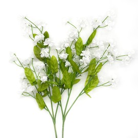 Featuman White Artificial Flowers with Stems, 2 Pcs Forget Me Not Bouquets Fake Flowers for Vase, 18.5 Inch Artificial Silk Flowers Outdoor Plant for Home Decoration, Wedding Bouquet, Memorial Day