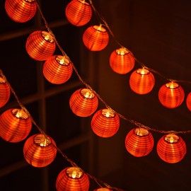 Dreamworth Red Lantern String Lights 33ft/10m 100 LEDs Hanging Lanterns Plug-in String Lights with Remote Control for Chinese New Year,Spring Festival,Wedding,Party Decoration,Christmas