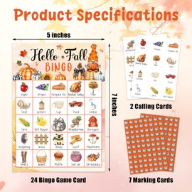 Isfvqyub Fall Bingo Game Cards, Autumn Games for Adults Large Group Friends Family, Outdoor Indoor Bingo Party Games Set, Thanksgiving Holiday Party Favors Decorations -02
