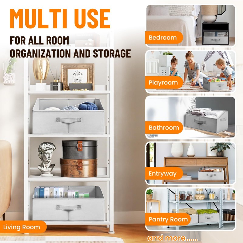 Criusia Closet Organizers Bins 6 Pack - Large Closet Shelf