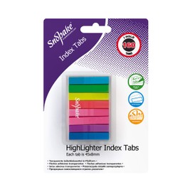 Snopake Index Tab Highlighters Transparent 45 x 8 mm - 160 Tabs - Neon Assorted [Ref: 15846]