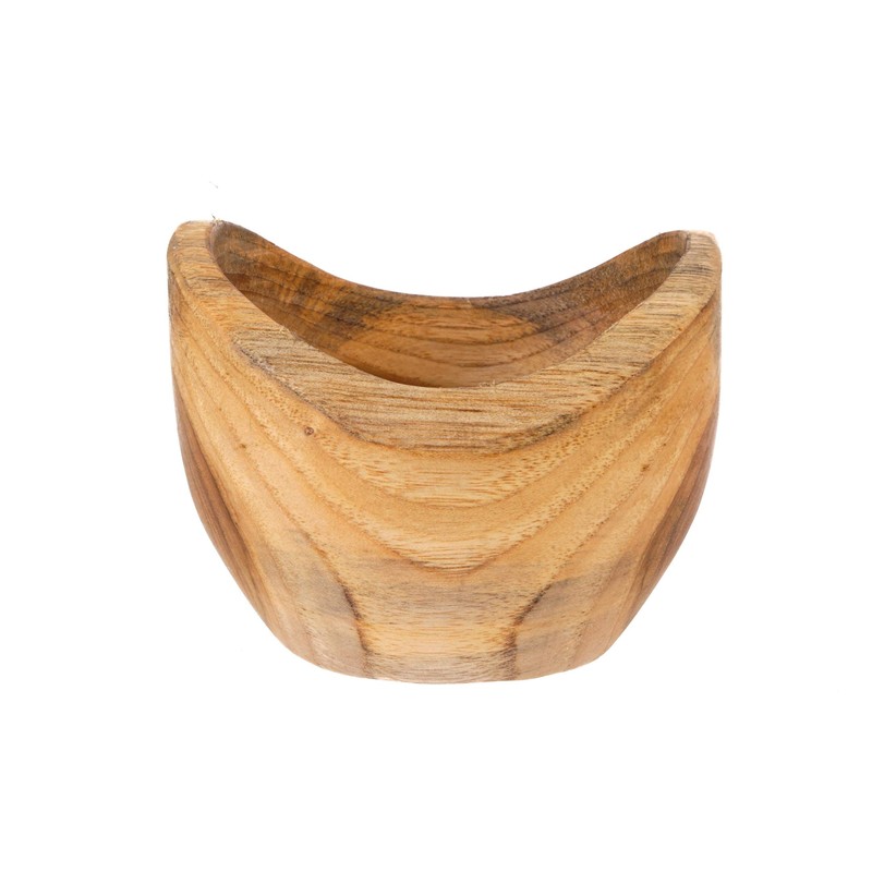 Windalf Rustikale Natur Teakholzschale LARY Ø 12 cm Schmuckschale Seifenschale