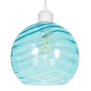 Modern Designer Soft Teal Circular Ribbed Glass Non Electric Pendant