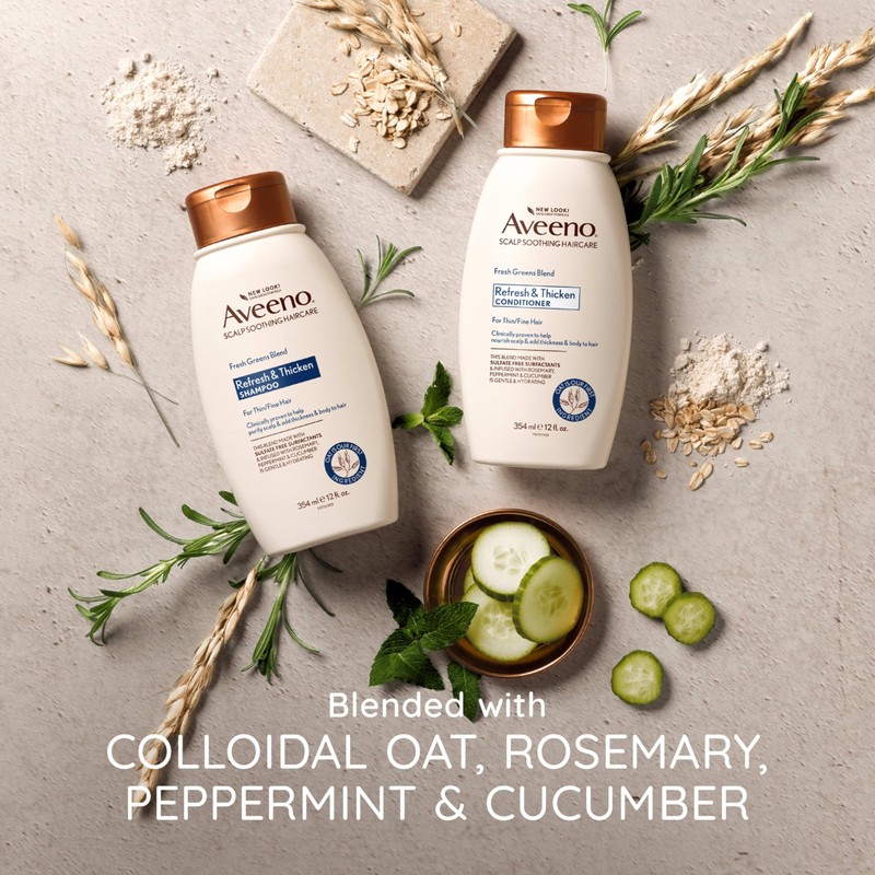 Aveeno, Fresh Greens Blend Sulfate-Free Shampoo with Rosemary, Peppermint &