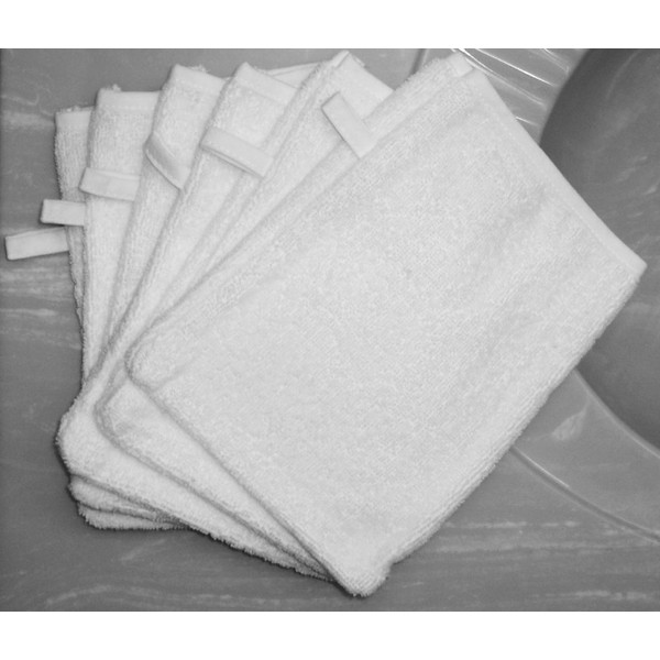 Bath Mitts - Package of 6 - (6" x 8") 100% cotton terrycloth