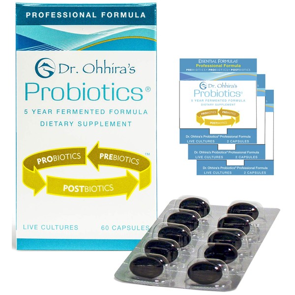 Dr. Ohhira's Probiotics Professional Formula - 60 Capsules with Bonus 3 Travel Size Samples (6 Capsules Bonus)