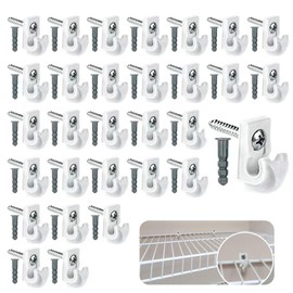 30 Pack Wire Shelf Wall Clips with Screws and Anchors – Plastic Mounting Brackets for Closet Wire Shelving, Wall Support Clips for Storage Rack Installation