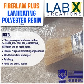 FIBERLAM Plus 1-10G Polyester Resin 1-10 Gallon +MEKP Hardener; Low Viscosity Coating for Laminating Fiberglass mat/Biaxle/Cloth; Boat/RV/Automotive/Canoe/Surfboard| Extended TACK Time (1 Gallon)