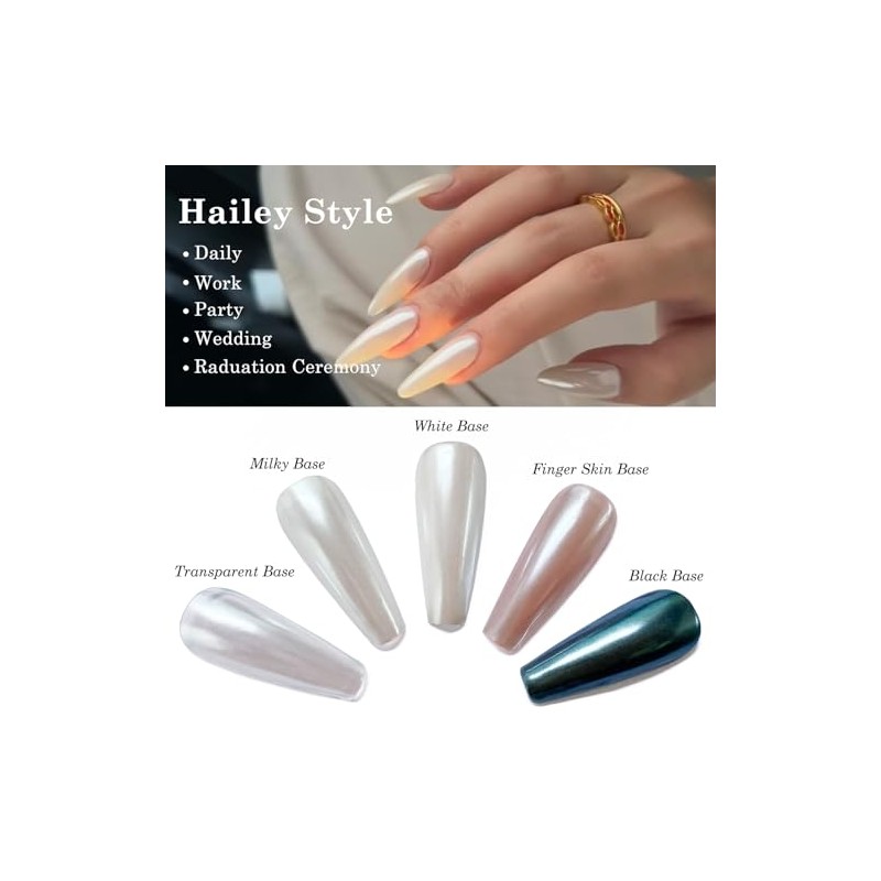 Magic White Pearl cromado Nail Powder Solid Glitter Fairy Shell